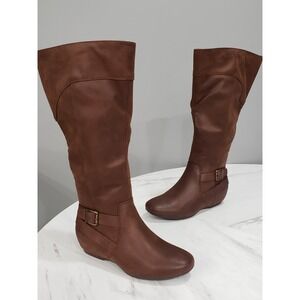 NEW NO BOX WIDE SHAFT Baretraps SIZE 7 Kadence Tall Riding Boot brown‎ buckle